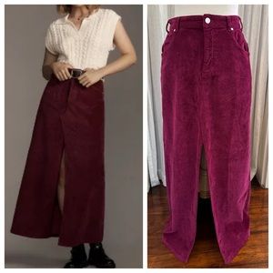 NWT Pilcro Madi Front Slit Corduroy Maxi Skirt